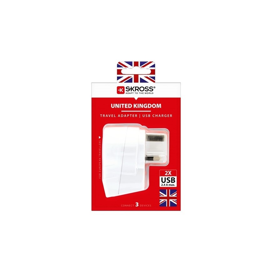 Cestovní adaptér pro UK 230V + 2x USB port