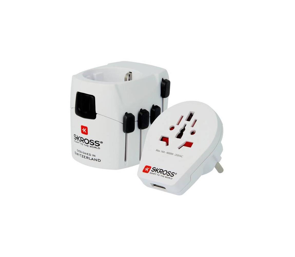   PA41 - Univerzální cestovní adaptér pro celý svět 230V + USB port 