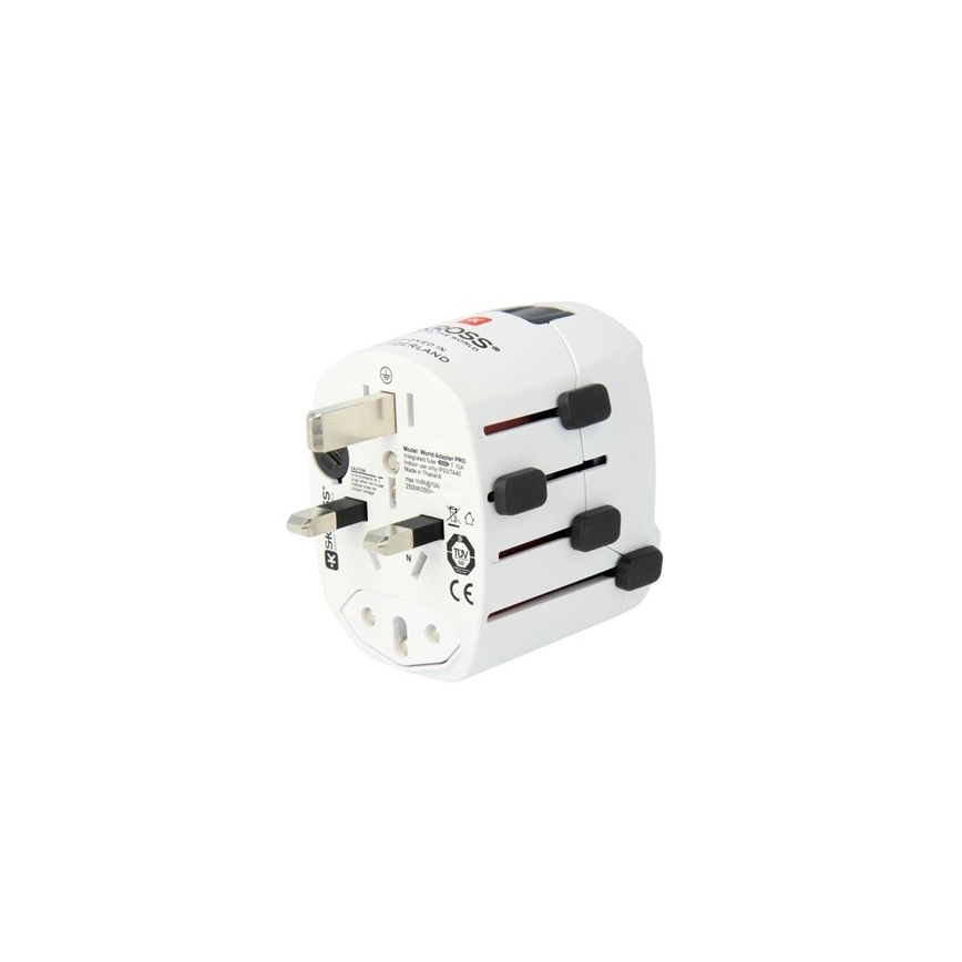 Univerzální cestovní adaptér pro celý svět 230V + USB port