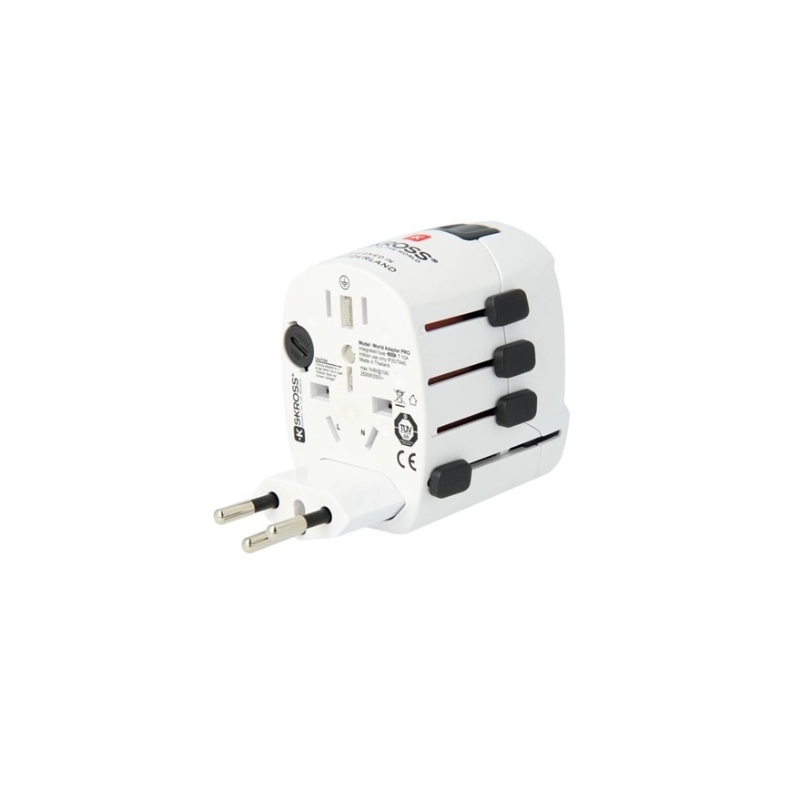 Univerzální cestovní adaptér pro celý svět 230V + USB port