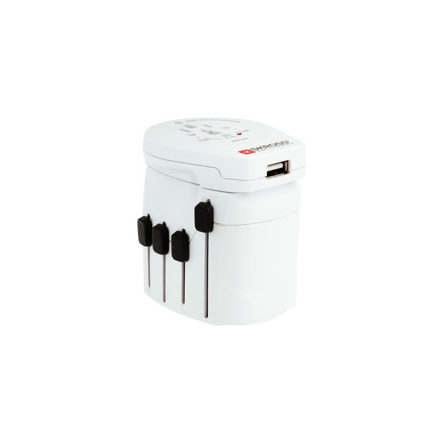 Univerzální cestovní adaptér pro celý svět 230V + USB port