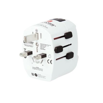 Cestovní adaptér pro UK, USA, Austrálii a Čínu 230V + 2x USB port