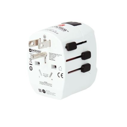 Cestovní adaptér pro UK, USA, Austrálii a Čínu 230V + 2x USB port
