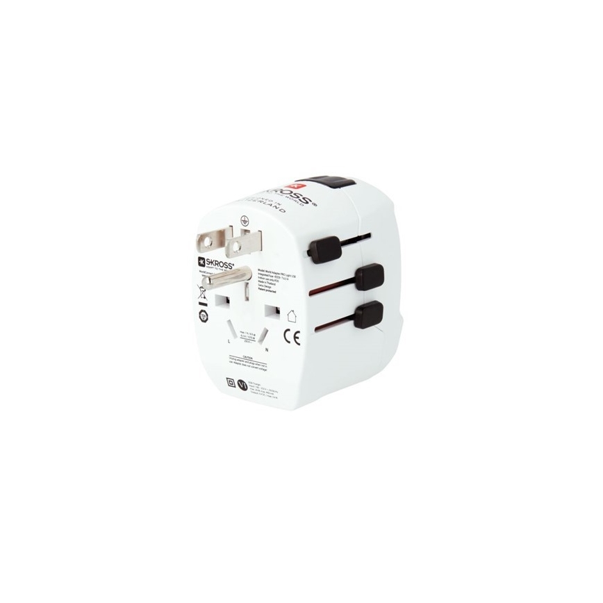 Cestovní adaptér pro UK, USA, Austrálii a Čínu 230V + 2x USB port
