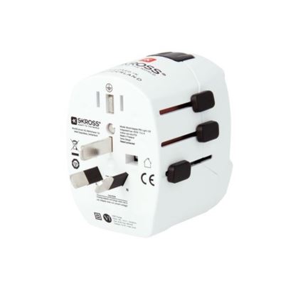 Cestovní adaptér pro UK, USA, Austrálii a Čínu 230V + 2x USB port
