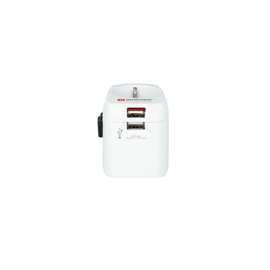 Cestovní adaptér pro UK, USA, Austrálii a Čínu 230V + 2x USB port