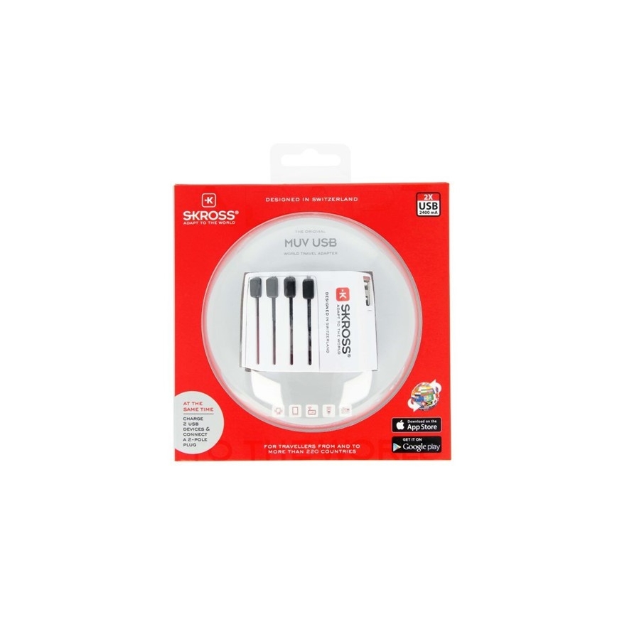 Mezinárodní cestovní adaptér 230V + 2x USB port