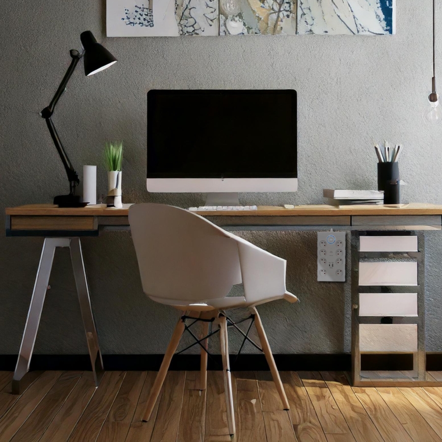 Prodlužovací kabel s vypínačem a přepěťovou ochranou 8Z Typ E + 1xUSB-A + 1xUSB-C 2m bílá