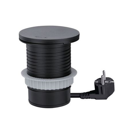 Vestavná zásuvka s bezdrátovým nabíjením 10W 1Z + USB A+C černá