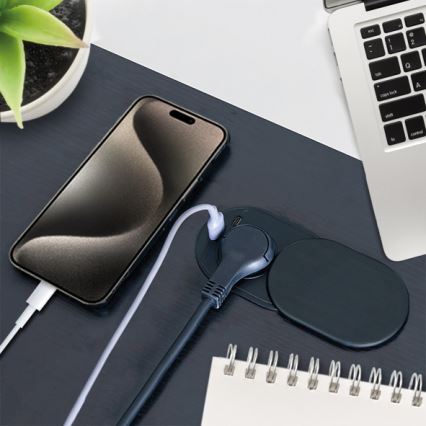 Vestavná zásuvka s posuvným víčkem 20W 1Z + USB A+C černá