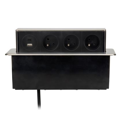 Zásuvkový sloupek pro desku stolu 3x230V + USB-A + USB-C