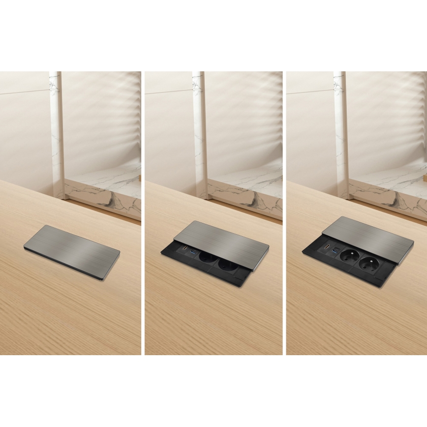 Vestavná zásuvka 20W 2Z + USB-A + USB-C + HDMI