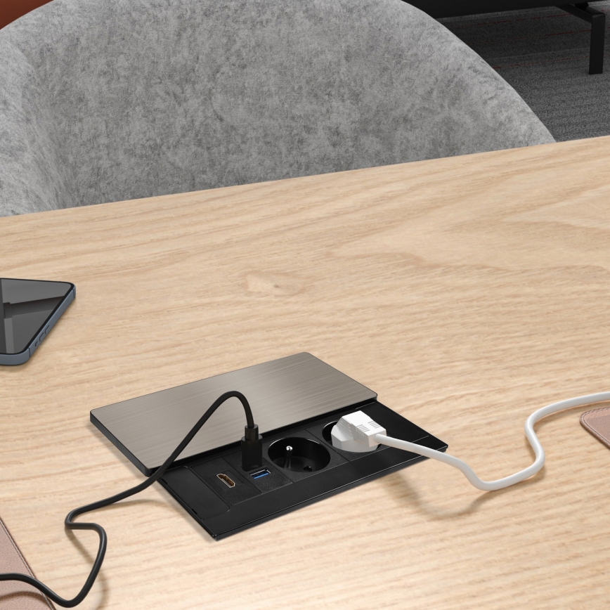 Vestavná zásuvka 20W 2Z + USB-A + USB-C + HDMI