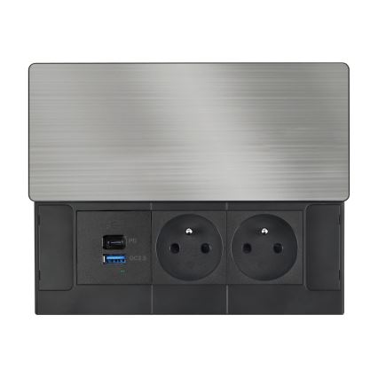 Vestavná zásuvka s bezdrátovým nabíjením 65W 2Z + USB-A + USB-C