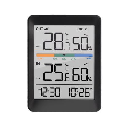 Meteostanice s budíkem 2xAAA černá