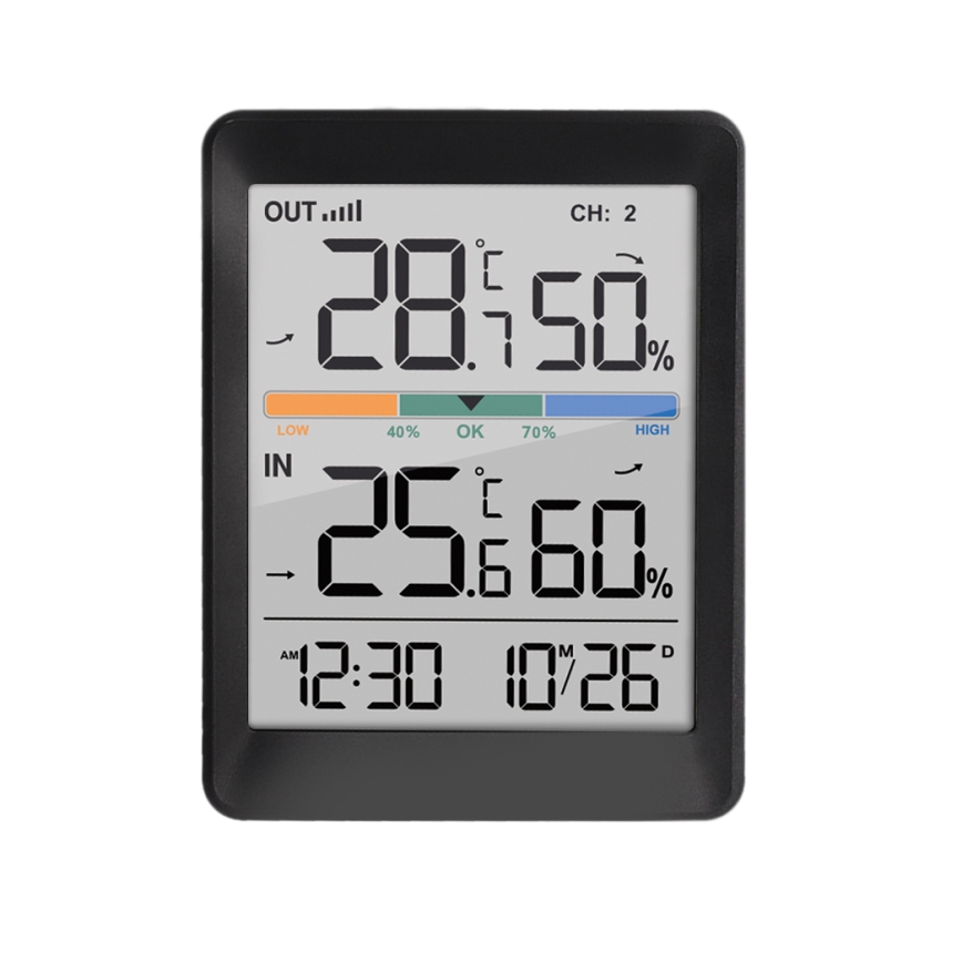 Meteostanice s budíkem 2xAAA černá