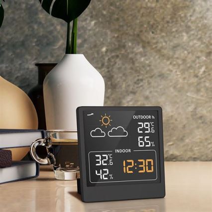 Digitální teploměr 5V/2xAAA + 2xAAA černá