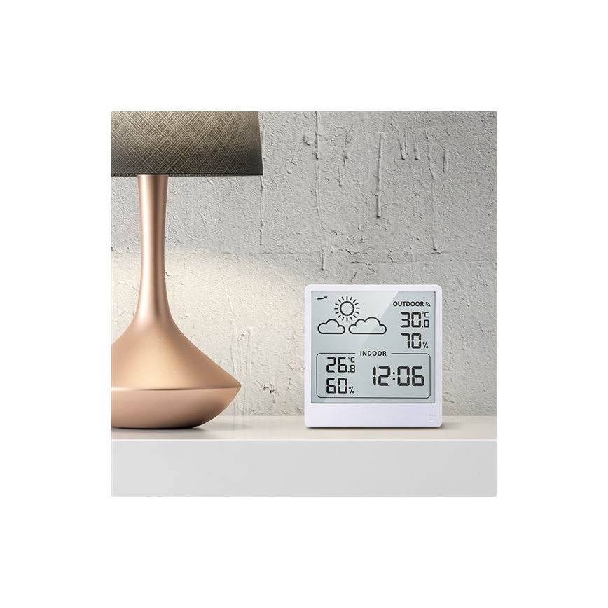 Digitální teploměr 5V/2xAAA + 2xAAA bílá