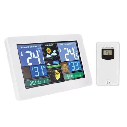 Meteostanice s LCD displejem USB nabíjení 2xAAA/5V + 2xAAA bílá