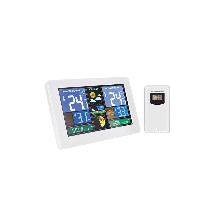 Meteostanice s LCD displejem USB nabíjení 2xAAA/5V + 2xAAA bílá