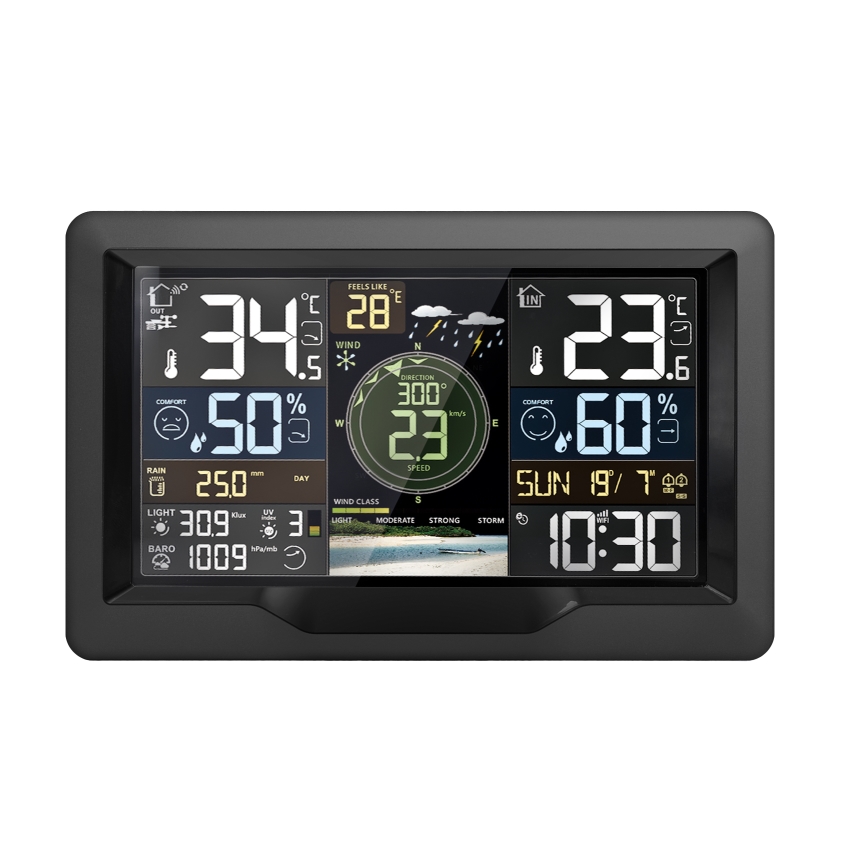 Profofesionální meteostanice s barevným LCD displejem 5V/2xAA + 3xAA + 2xAA Wi-Fi Tuya