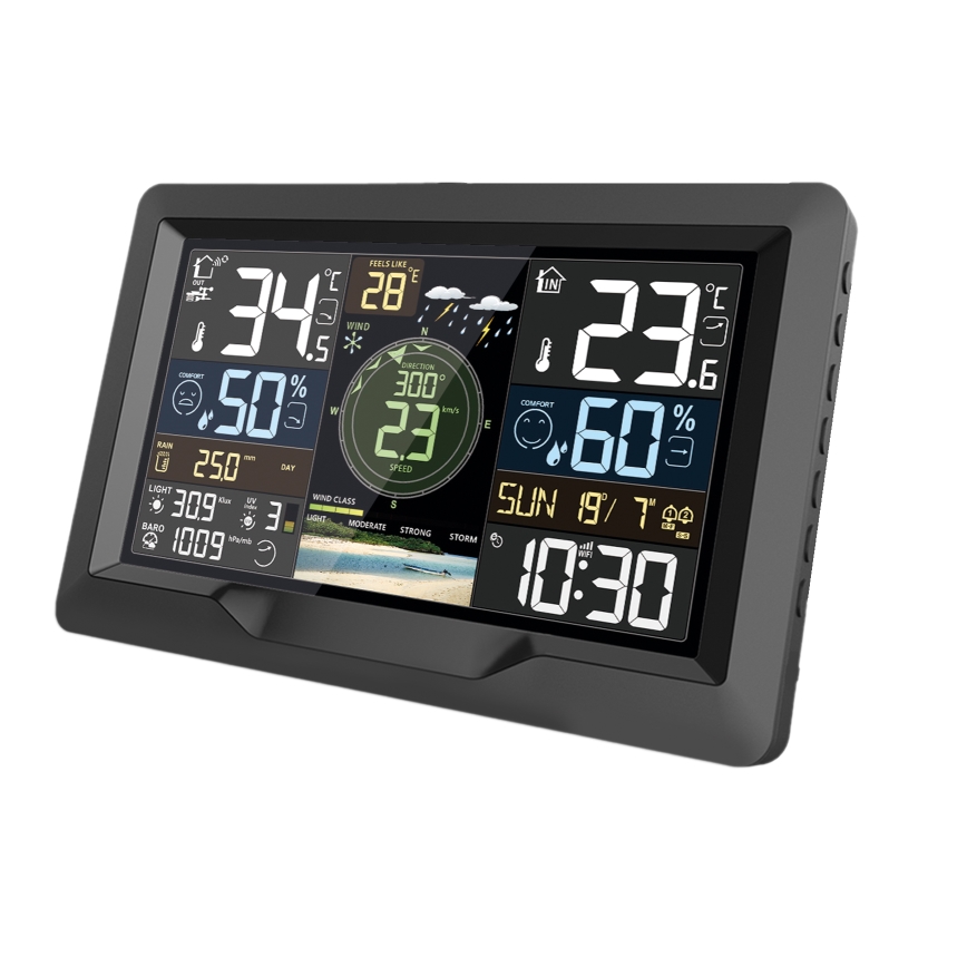 Profofesionální meteostanice s barevným LCD displejem 5V/2xAA + 3xAA + 2xAA Wi-Fi Tuya