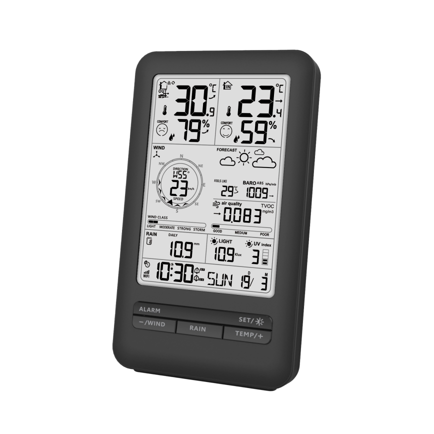 Profesionální meteostanice s LCD displejem 2xAA Wi-Fi Tuya