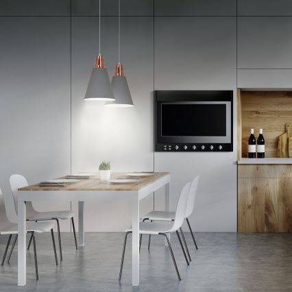 LED Lustr 1xE27/8W/230V šedá 22cm