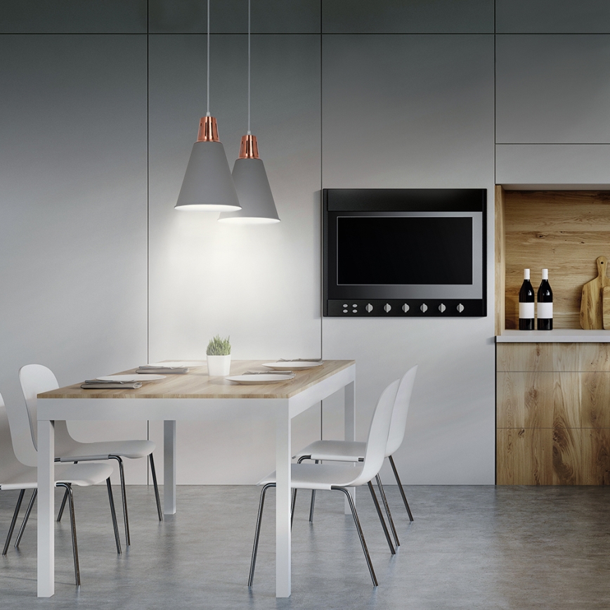 LED Lustr 1xE27/8W/230V šedá 22cm