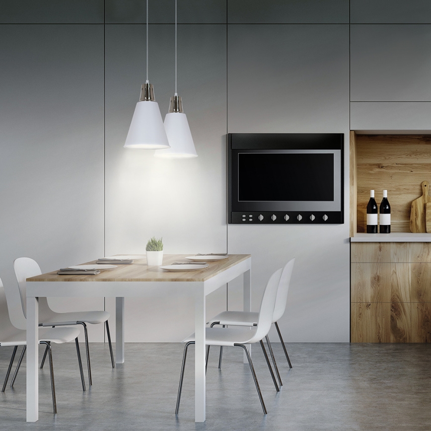 LED Lustr 1xE27/8W/230V bílá 22cm