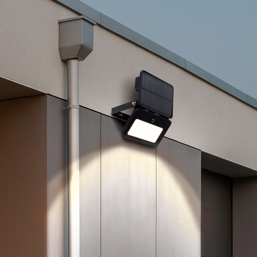 LED Stmívatelný solární reflektor se senzorem pohybu a soumraku LED/6W/3,7V 2200 mAh 3000/4000/6500K IP65