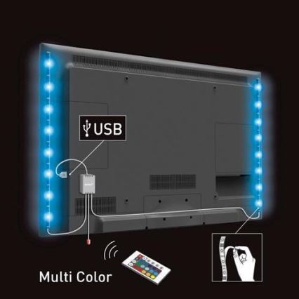 SADA 2x LED RGB Pásek pro TV s dálkovým ovladačem LED/USB 2x50cm