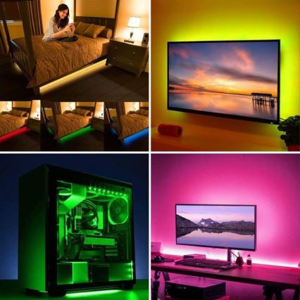 LED RGB Stmívatelný pásek pro TV LED/6W/5V Wi-Fi Tuya + dálkové ovládání 0,5m