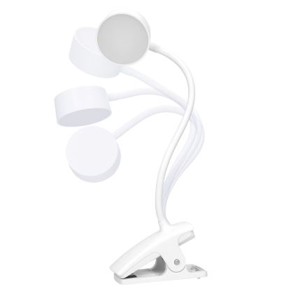 LED Stmívatelná flexibilní nabíjecí stolní lampa s klipem LED/2W/1800 mAh 3000/4000/6500K bílá