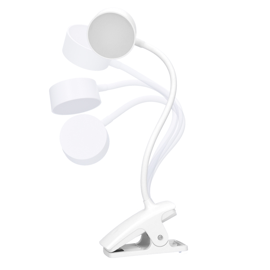 LED Stmívatelná flexibilní nabíjecí stolní lampa s klipem LED/2W/1800 mAh 3000/4000/6500K bílá