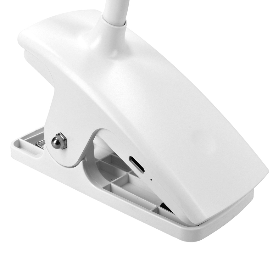 LED Stmívatelná flexibilní nabíjecí stolní lampa s klipem LED/2W/1800 mAh 3000/4000/6500K bílá
