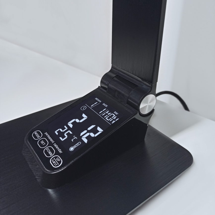 LED Stmívatelná stolní lampa s displejem LED/8W/230V černá
