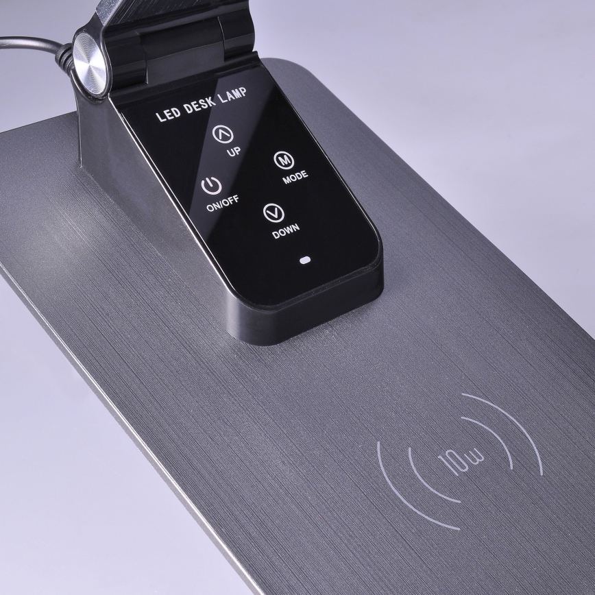 LED Stmívatelná stolní lampa s bezdrátovým nabíjením LED/10W/230V matný chrom