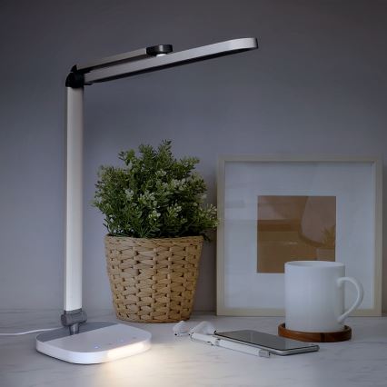 LED Stmívatelná dotyková stolní lampa s nočním osvětlením LED/10W/5V 3000/4000/5000K bílá