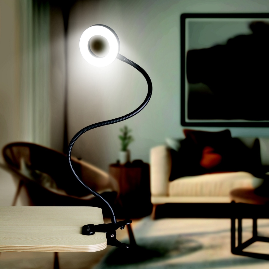 LED Stmívatelná stolní lampa s klipem LED/8W/230V 3000/4000/5000K černá