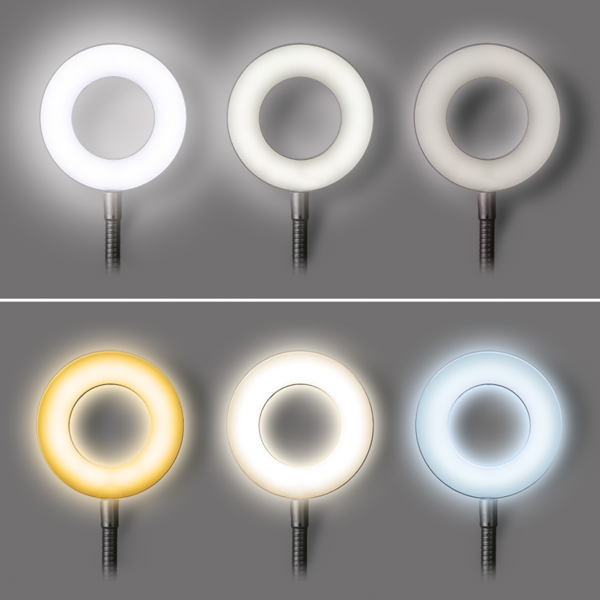 LED Stmívatelná stolní lampa s klipem LED/8W/230V 3000/4000/5000K černá