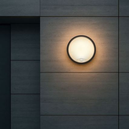 LED Venkovní nástěnné svítidlo se senzorem 2v1 LED/20W/230V 3000/4000/6500K IP65 pr. 22 cm