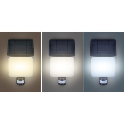 LED Solární reflektor se senzorem pohybu LED/11W/3,7V 4400mAh 3000K/4000K/6500K IP54