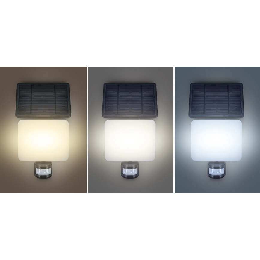 LED Solární reflektor se senzorem pohybu LED/11W/3,7V 4400mAh 3000K/4000K/6500K IP54