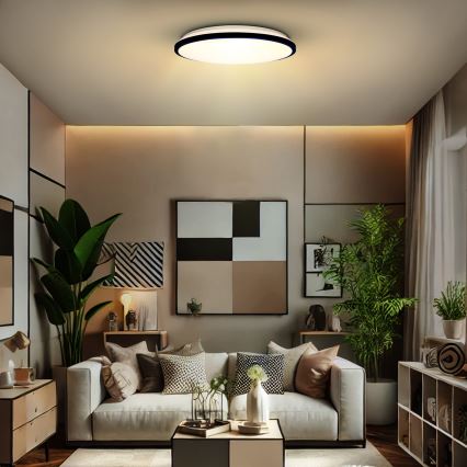 LED Stmívatelné stropní svítidlo JAMIL LED/48W/230V 3000-6500K černá + dálkové ovládání