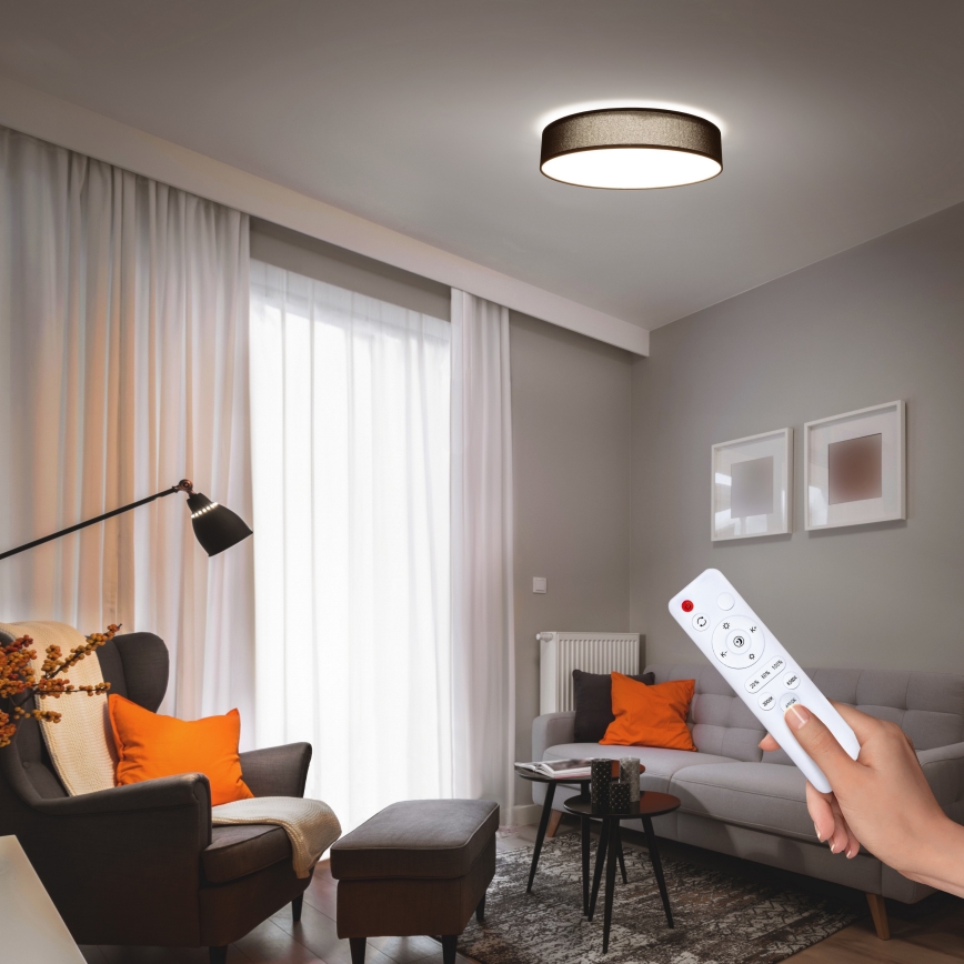 LED Stmívatelné stropní svítidlo PENLEY LED/48W/230V 3000-6500K pr.40 cm černá + dálkové ovládání