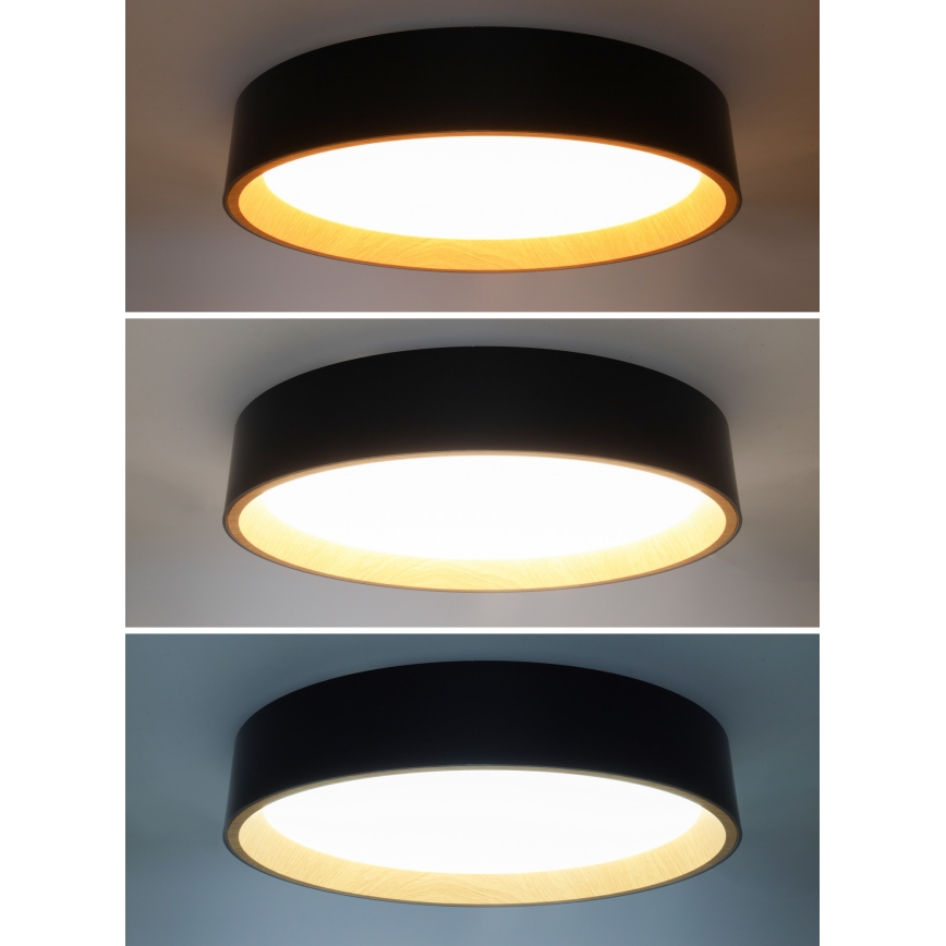 LED Stmívatelné stropní svítidlo LARIOS LED/48W/230V 3000-6500K pr.39 cm černá + dálkové ovládání