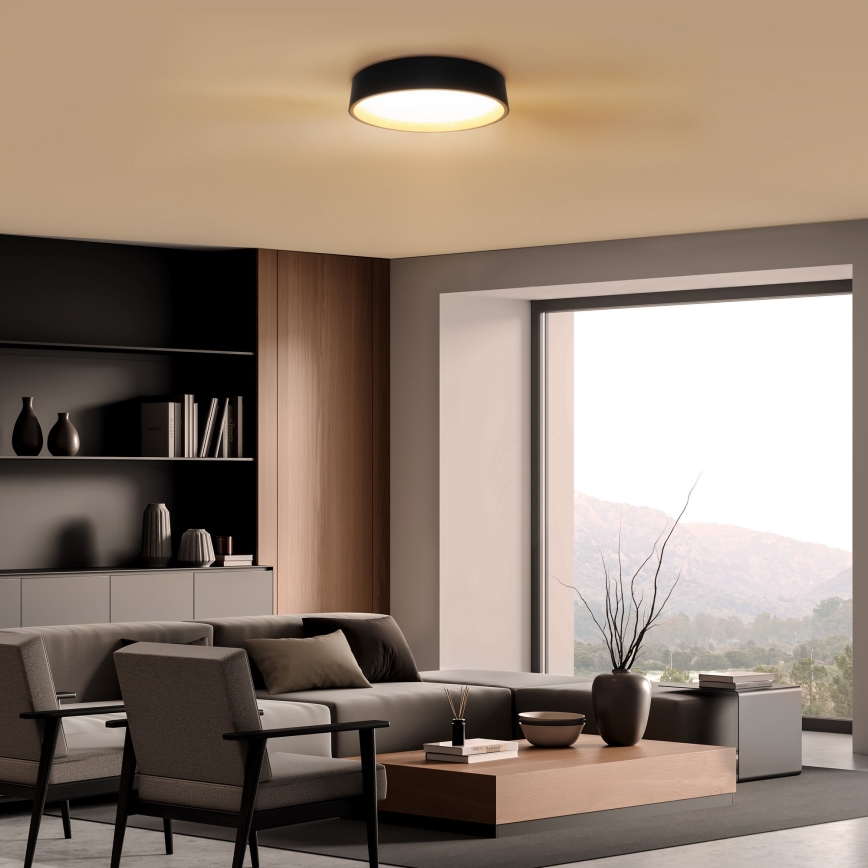 LED Stmívatelné stropní svítidlo LARIOS LED/48W/230V 3000-6500K pr.39 cm černá + dálkové ovládání