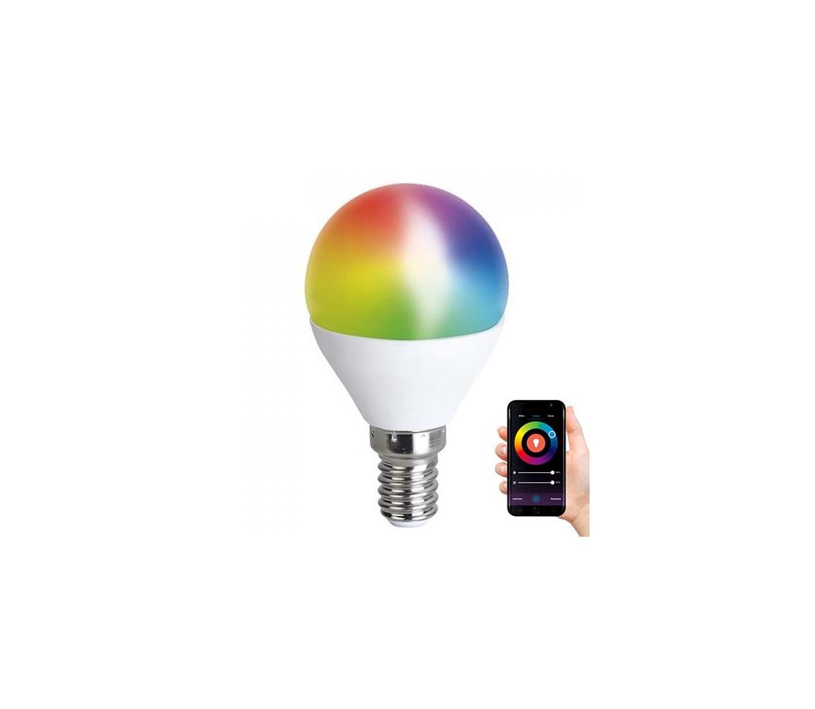 Solight Chytrá WiFi žárovka LED miniglobe E14 5W RGB