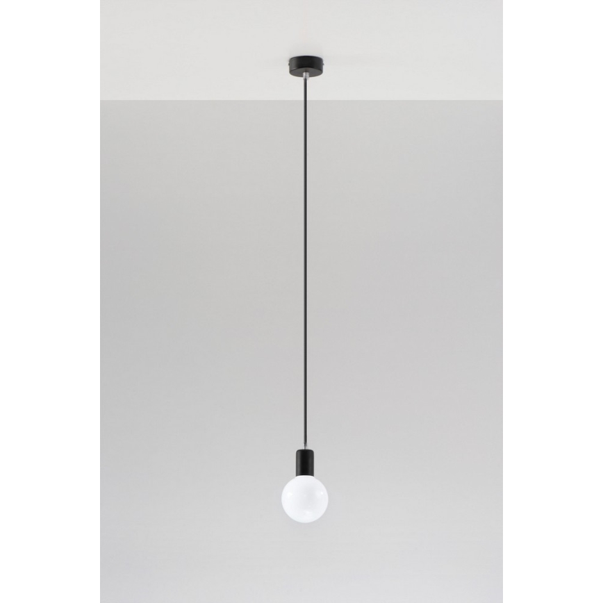 Lustr na lanku EDISON 1xE27/60W/230V černá